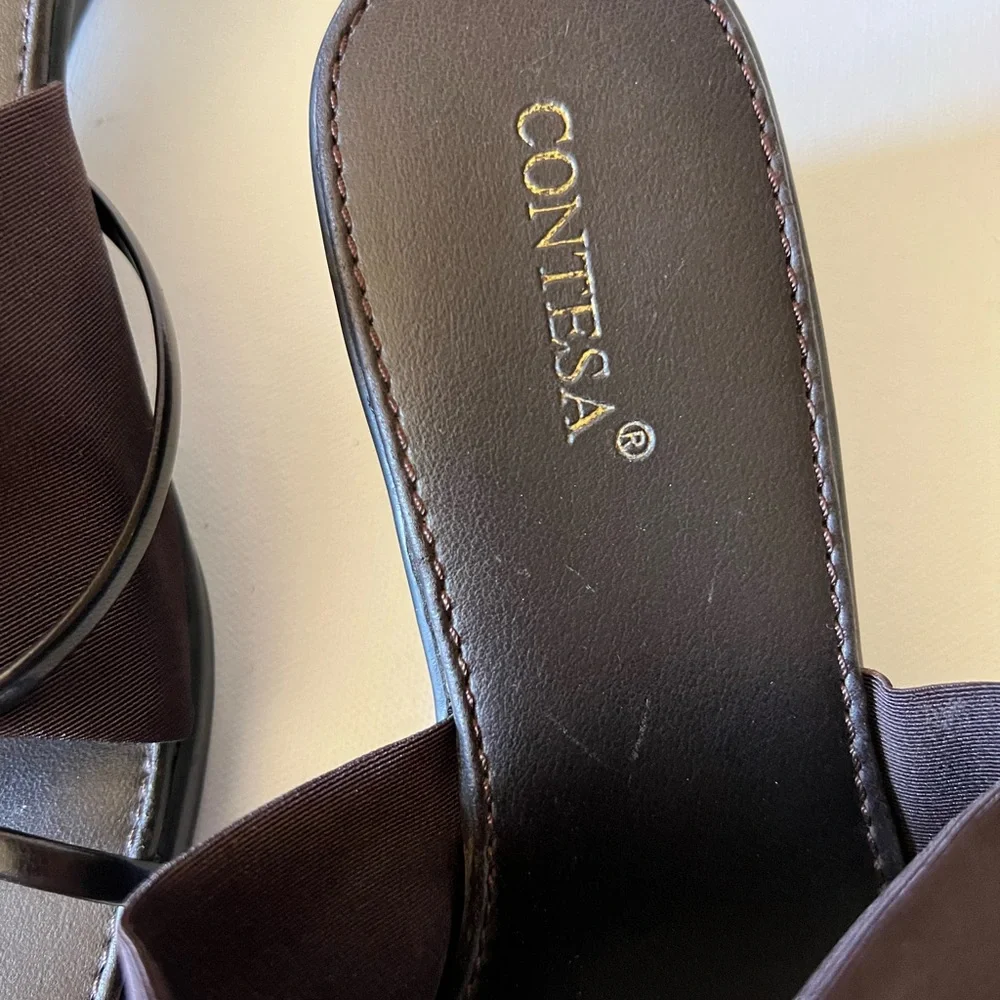 VINTAGE 90s Y2K Contessa Strappy Slip On Sandals with Wedge 8 - Picture 3 of 5